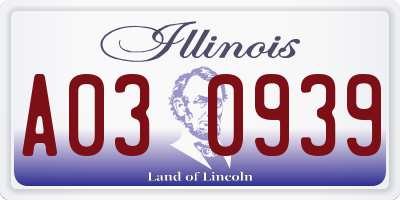 IL license plate A030939