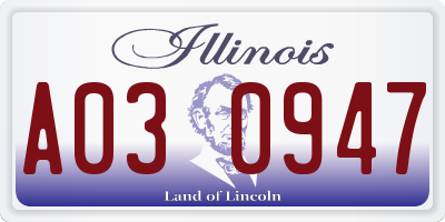 IL license plate A030947