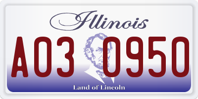 IL license plate A030950