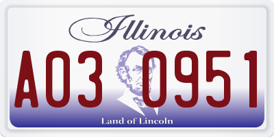 IL license plate A030951