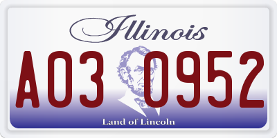 IL license plate A030952