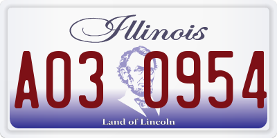 IL license plate A030954