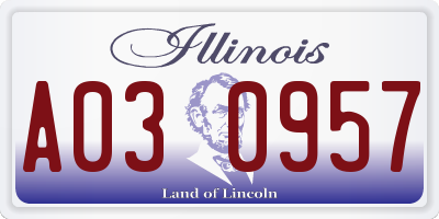 IL license plate A030957