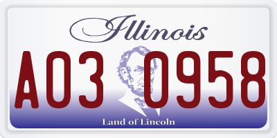 IL license plate A030958