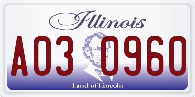 IL license plate A030960