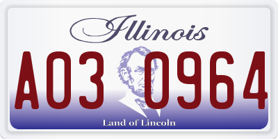 IL license plate A030964