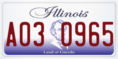 IL license plate A030965