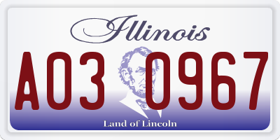 IL license plate A030967
