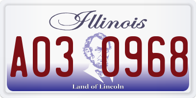 IL license plate A030968