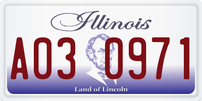 IL license plate A030971
