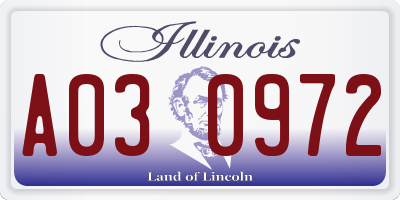IL license plate A030972