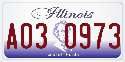 IL license plate A030973
