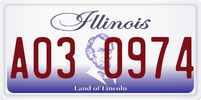 IL license plate A030974