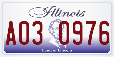 IL license plate A030976