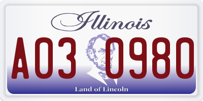 IL license plate A030980