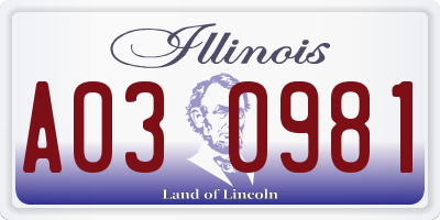 IL license plate A030981