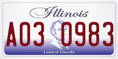 IL license plate A030983