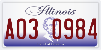 IL license plate A030984