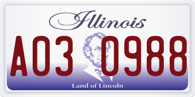 IL license plate A030988