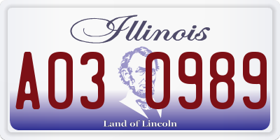 IL license plate A030989