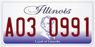 IL license plate A030991