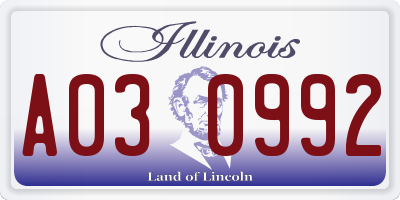 IL license plate A030992