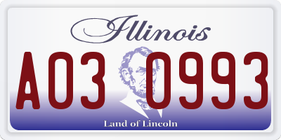 IL license plate A030993