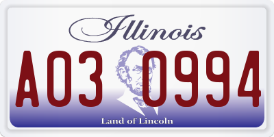 IL license plate A030994