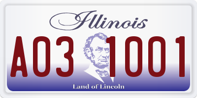 IL license plate A031001