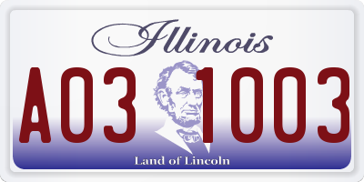 IL license plate A031003