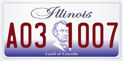 IL license plate A031007