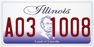 IL license plate A031008