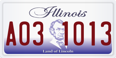 IL license plate A031013