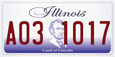 IL license plate A031017