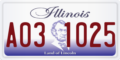 IL license plate A031025