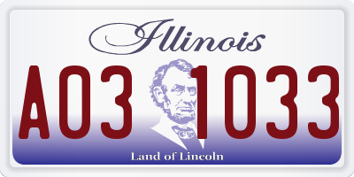 IL license plate A031033