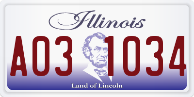IL license plate A031034