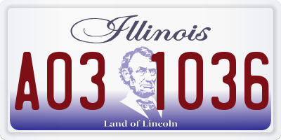 IL license plate A031036