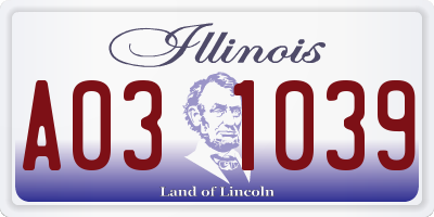 IL license plate A031039