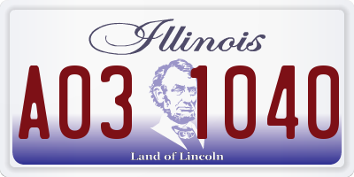 IL license plate A031040