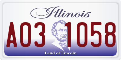 IL license plate A031058