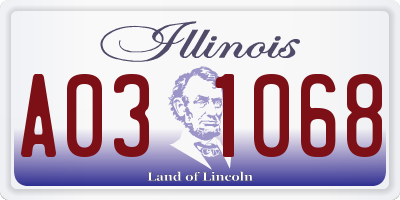 IL license plate A031068