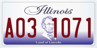 IL license plate A031071