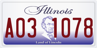 IL license plate A031078