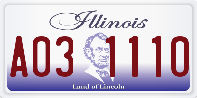 IL license plate A031110