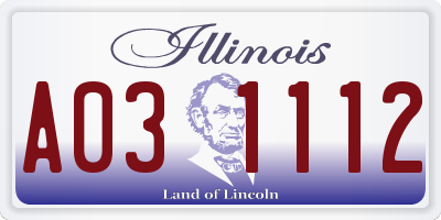IL license plate A031112