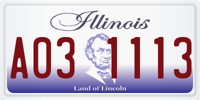 IL license plate A031113