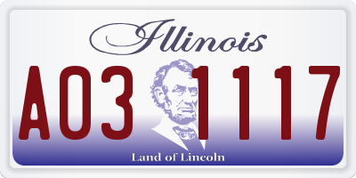 IL license plate A031117