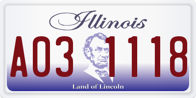 IL license plate A031118