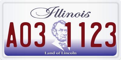 IL license plate A031123